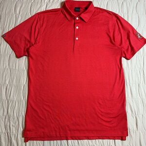 Dunning Golf Stripe Red Polo Short Sleeve Men’s Size Large Fox Embroidered